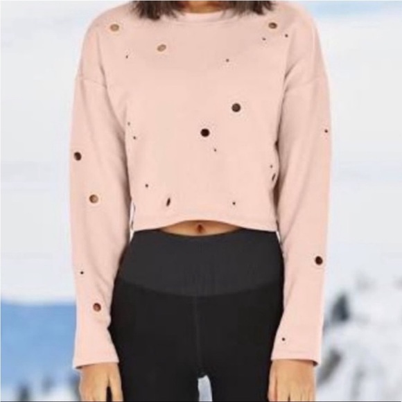 ALO Yoga Pink Cropped Sweatshirt with Polka Dots - Picture 11 of 11